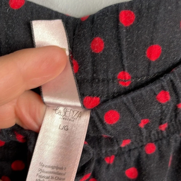 5/$25 LA SENZA Polka Dot Pajama Shorts Black Red Elastic Drawstring Mid Rise L - Picture 7 of 11